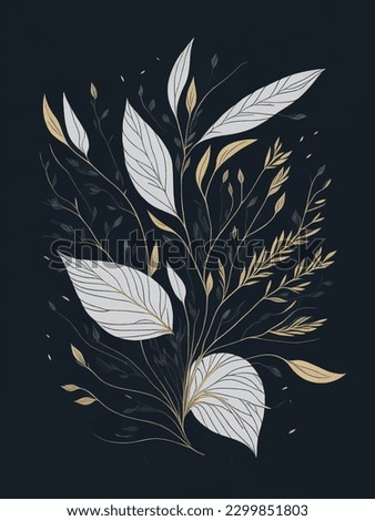 Golden and White flora watercolor Background