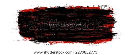 Black and red brush stroke ink isolated on white. Panoramic background. Wide horizontal long banner. Grunge design element. Vector illustration, Eps 10.