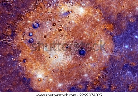 The surface of the planet Mercury. Elements of this image furnishing NASA. High quality photo Royalty-Free Stock Photo #2299874827