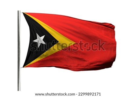 Timor leste flag isolated on white background with clipping path. flag symbols of East Timor. flag frame with empty space for your text.