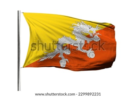 Bhutan flag isolated on white background with clipping path. flag symbols of Bhutan. flag frame with empty space for your text.