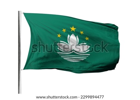 Macau flag isolated on white background with clipping path. flag symbols of Macau. flag frame with empty space for your text.