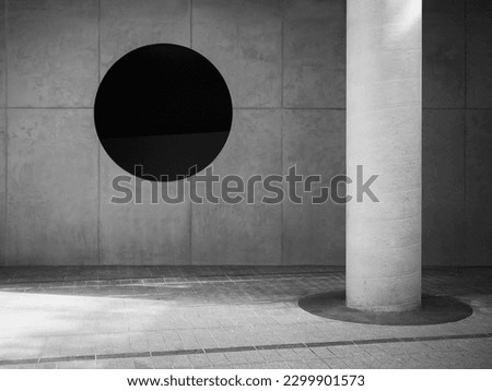 Cement wall concrete column Circle void Modern building Space Architecture details  Royalty-Free Stock Photo #2299901573