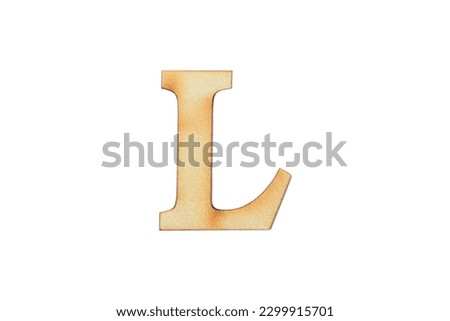 English flat wood character L. Alphabet letter wooden font isolated on white background.