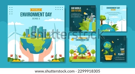 World Environment Day Social Media Post Flat Cartoon Hand Drawn Templates Background Illustration