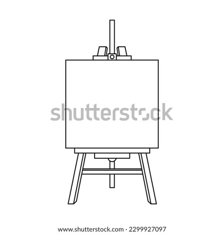 Wooden Easel with Blank Canvas Outline Icon Illustration on White Background