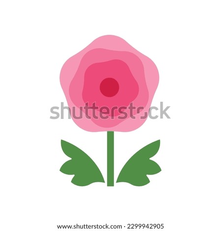 Ranunculus flower. Beautiful flower with luscious layers of petals in abstract geometric style. Simplicity plant, creative childish illustration. Isolated vector in Minimalist style Royalty-Free Stock Photo #2299942905