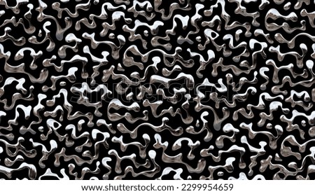 Abstract seamless pattern with chrome wave like amorphous liquid metal elements, Y2K and futuristic design background Royalty-Free Stock Photo #2299954659