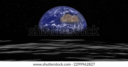 The dark side of the Moon with The Earth as Seen from the Surface of the Moon "Elements of this Image Furnished by NASA"