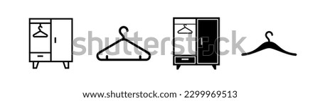 Set of 4 wardrobe icon flat glyph style and outlined editable stroke, clipart design template Royalty-Free Stock Photo #2299969513