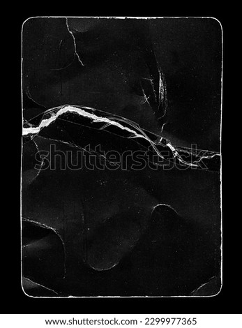 Old Black Empty Aged Vintage Retro Damaged Paper Cardboard Card. Rounded Corners. Adhesive Tape. Rough Grunge Shabby Scratched Texture. Distressed Overlay Surface for Collage and Mixed Media. High Qua