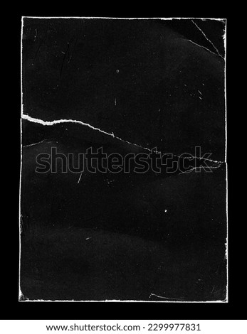 Old Black Empty Aged Vintage Retro Damaged Paper Cardboard Card. Rough Grunge Shabby Scratched Texture. Distressed Overlay Surface for Collage and Mixed Media. High Quality. Royalty-Free Stock Photo #2299977831