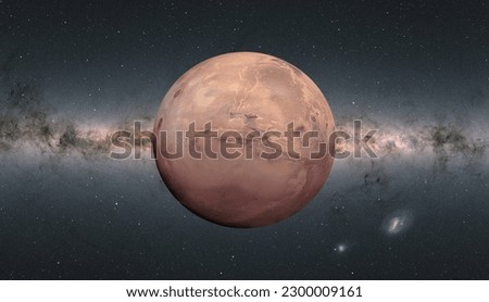 View of Mars from outer space with millions of stars around it Milky Way galaxy in the background "Elements of this image furnished by NASA"