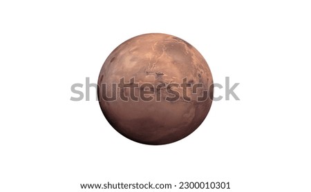 Planet Mars isolated white background - Elements of this Image Furnished By Nasa