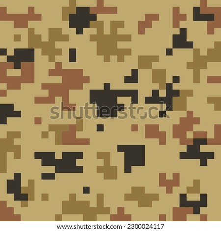 Urban color camouflage seamless military pattern, pixel art fabric texture, tile, abstract illustration, pixelated vector background. Design for clothes, game, web, mobile app Royalty-Free Stock Photo #2300024117