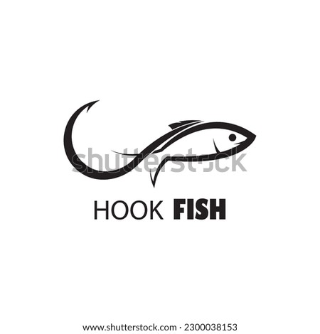 fishing hook and fish vector design template