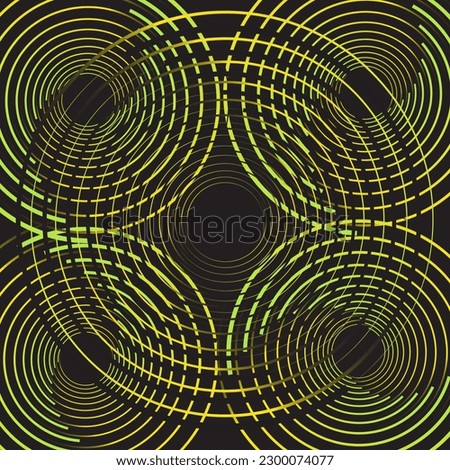 Abstract modern green, yellow and black geometric circle line pattern for elegant background. Creative geometric background
