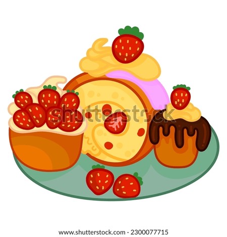 Single hand drawn cake. Vector illustration clip art. Cute element for greeting cards, posters, stickers and seasonal design. Isolated on white background.