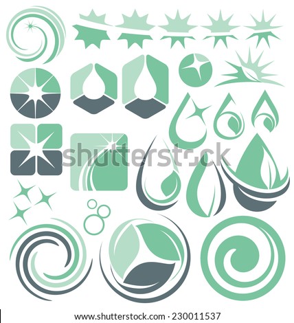 Water design elements collection of vectors. Set of minimalistic cleaning service logos, signs, icons, symbols and labels.