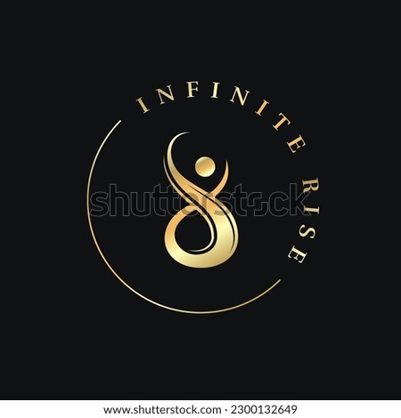 infinity human round logo on black background Royalty-Free Stock Photo #2300132649