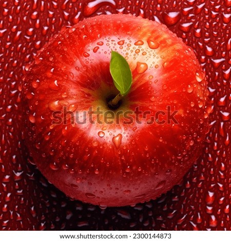 Creative fruits composition. Close up of Beautiful red whole apple glistering with dew water droplet. flat lay top view. seamless
 Royalty-Free Stock Photo #2300144873