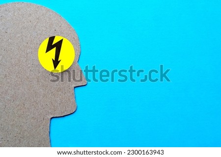 Lightning energy in the human eye, an energy charge of vivacity, a profile picture from cardboard
