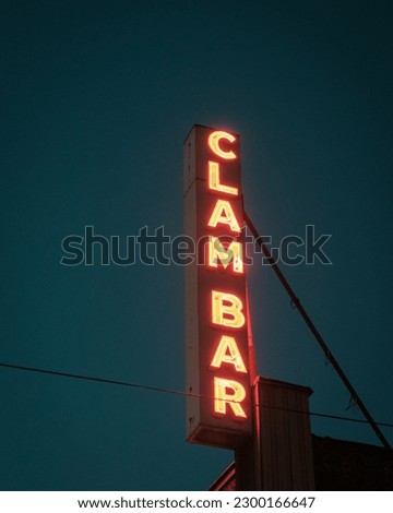 Lennys Clam Bar, sign at night in Howard Beach, Queens, New York