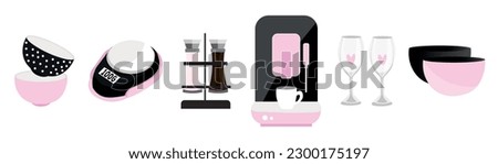 Set of kitchen accessories on white background