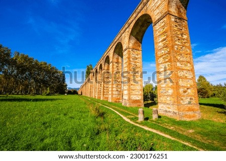 Aqueduct of Nottolini, a 19th-century aqueduct in Neoclassical Style near the city of Lucca-Tuscany-Italy