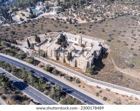 Eastern Orthodox Monastery of the Cross. Jerusalem. Panoramic drone photography.