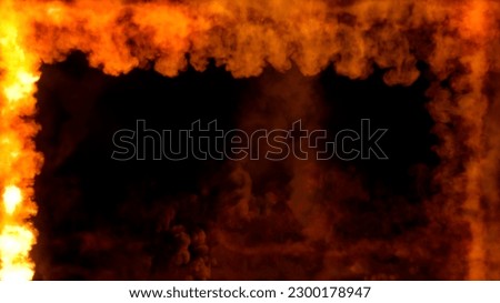 Square content frame of burning red lines of fire, isolated - object 3D illustration