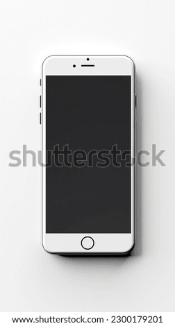 monochrome phone. white background. top view