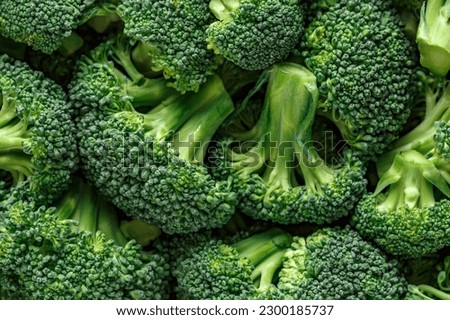 Macro photo green fresh vegetable broccoli. Fresh green broccoli on a black stone table.Broccoli vegetable is full of vitamin.Vegetables for diet and healthy eating.Organic food. Royalty-Free Stock Photo #2300185737