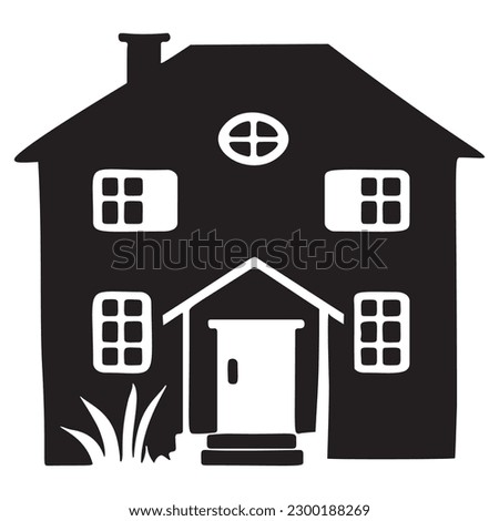 Cute rustic cottage motif in homestead vintage style. Vector illustration of whimsical rural country house. 