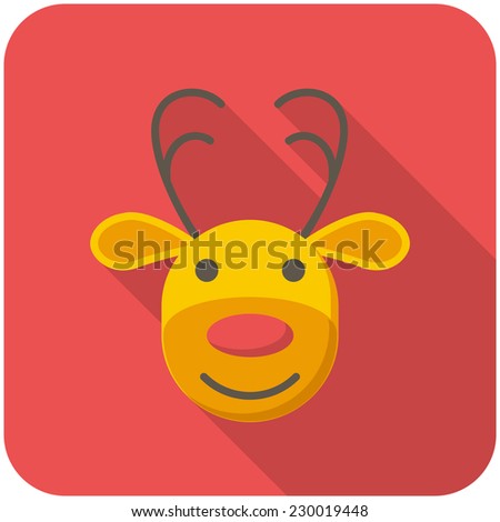 Reindeer icon (flat design with long shadows)