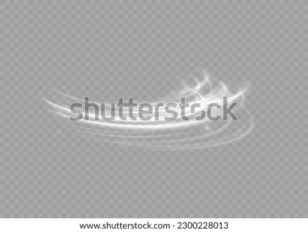Light blue glowing effect. Glowing white speed lines. Abstract traffic lines on the road. Light dust trail wave, fire path trace line, car headlights, optical fiber and filament curve swirl png. Royalty-Free Stock Photo #2300228013