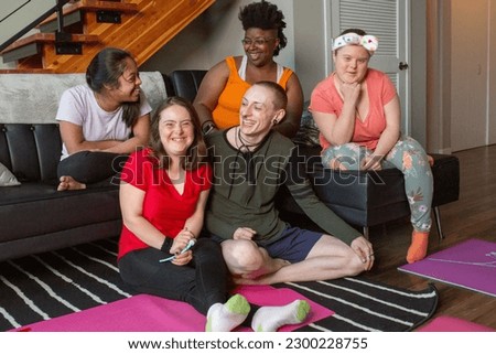 Group of diverse people at home Royalty-Free Stock Photo #2300228755