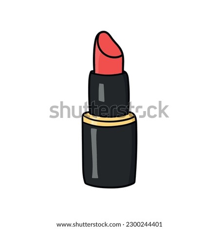 Lipstick colored doodle vector illustration. Isolated on white background