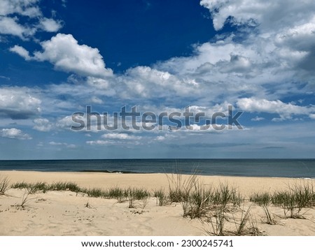 An empty beach on a spring day in Ocean City, Maryland.
