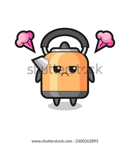 annoyed expression of the cute kettle cartoon character , cute style design for t shirt, sticker, logo element