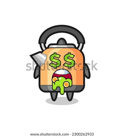 kettle character with an expression of crazy about money , cute style design for t shirt, sticker, logo element
