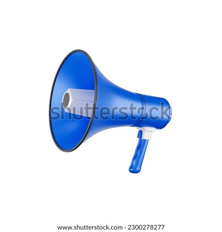 amplifying speaker or megaphone horn blue megafon is a simulated notification speaker icon. render 3d illustration - clipping path
