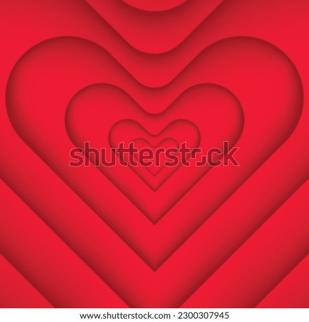 Vector illustration of heart shape paper cut background