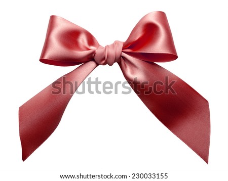 Red Ribbon Bow isolated on White Background