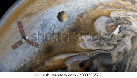 Satellite Europa, Jupiter's moon with Juno spacecraft   "Elements of this image furnished by NASA " Royalty-Free Stock Photo #2300335569
