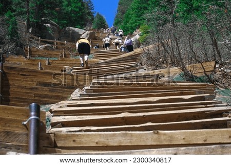 Hiking on the Manitou Springs, Colorado Incline Royalty-Free Stock Photo #2300340817