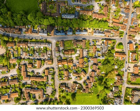 Aerial view of Wallingford, a historic market town and civil parish located between Oxford and Reading on the River Thames in England, UK Royalty-Free Stock Photo #2300369503