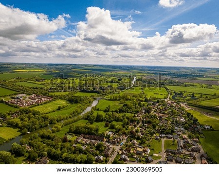 Aerial view of Wallingford, a historic market town and civil parish located between Oxford and Reading on the River Thames in England, UK Royalty-Free Stock Photo #2300369505