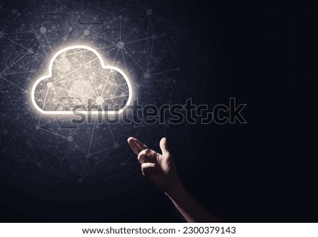 Man hand holding cloud computing concept in palm