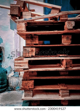 Stacks of wooden pallets with a vintage and relic feel